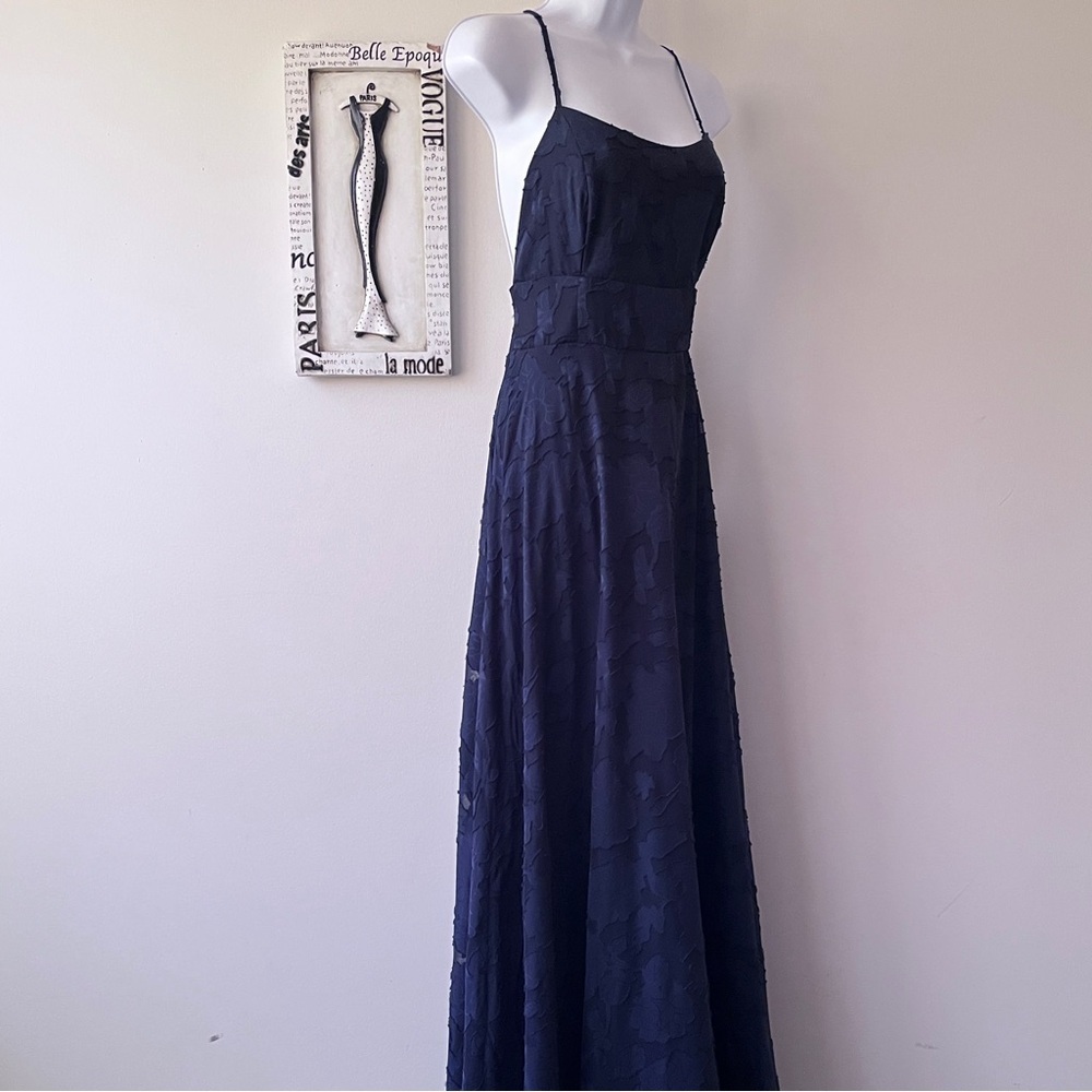 NWT Lulus Let There Be Romance Blue Burnout Floral Maxi Wedding Guest Dress L - Picture 9 of 16